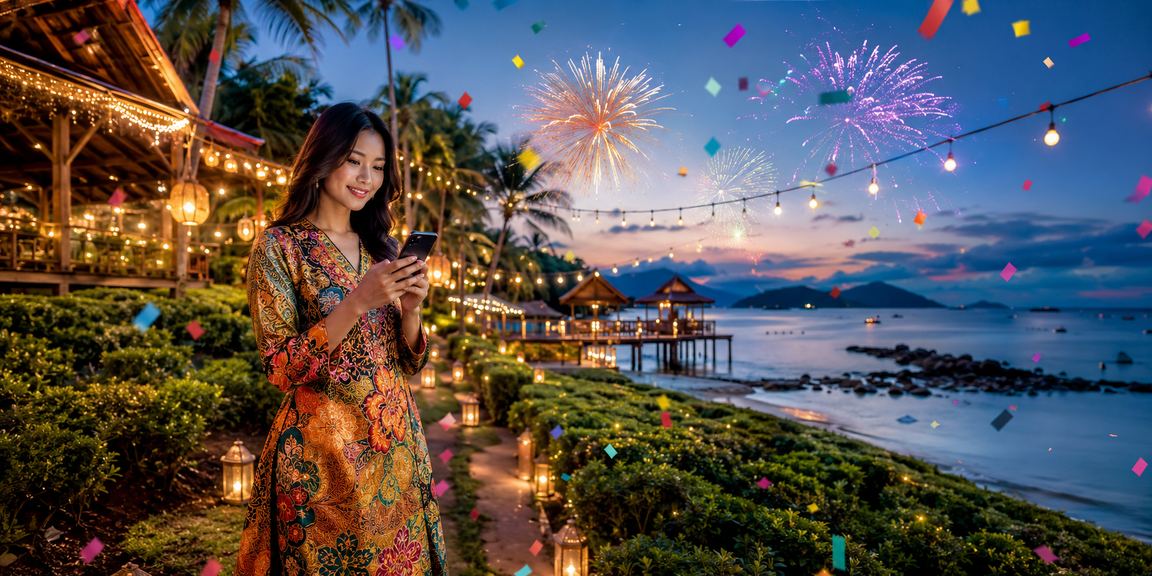 Meja permainan kad kasino berlatarkan corak batik Langkawi
